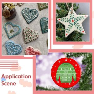 Sublimation Christmas <b>Ornament</b> <b>Heart</b> Shape Ceramic Pendant Hanging Ceramic <b>Ornament</b> for Christmas Tree - Product Image 4
