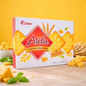 LIBRA Atela Organic Cheese Crackers Premium Baked Crunchy Snack Rich Flavor <b>Sweet</b> and Salty Ready Food <b>Box</b> 204g - Product Image 1