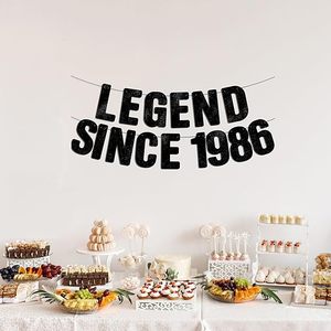 Bandera Negra con Purpurina Legend Since 1986, Decoraciones de <span class=keywords><strong>Feliz</strong></span> Cumpleaños Número 40 para Hombres y Mujeres, Decoración para Fiesta de Aniversario de 40 Años - Product Image 4