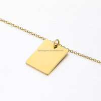Collar de cadena chapado en oro de 18K con logotipo personalizado para mujer, colgante cuadrado con inicial de acero inoxidable con grabado de letras, nombre
