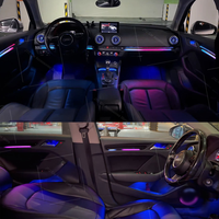 Kit d'éclairage d'ambiance pour Audi A3 8V 2013-2020 |   Écran d'application pour assemblage complet de ventilation de turbine 4D en fibre de carbone effet écaille de dragon RHD LHD