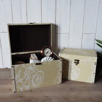 Coffre de rangement décoratif en bois jaune, coffre de rangement en bois Antique Vintage, vente en gros
