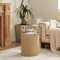 Panier à linge moderne et simple en jute et coton tissé, personnalisé, pour chambre à coucher