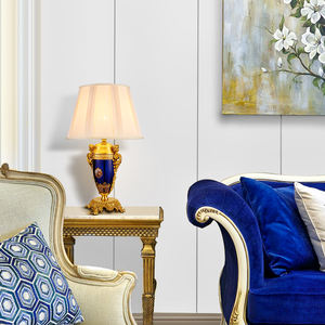 Brass <strong>Art</strong> <strong>Deco</strong> Trophy <strong>Table</strong> Lamp Fabric <strong>Lampshade</strong> French Vintage Luxury Living Room Bedroom Study <strong>Table</strong> Top Decorative Lights - Product Image 2