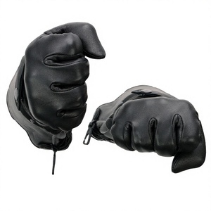 Guantes de Invierno de Cuero Negro Premium para Hombre, Impermeables, Resistentes al Viento, Térmicos, para Motociclismo, con Correa de Muñeca Ajustable - Product Image 5