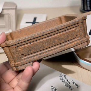 Petits pots à bonsaï en argile violette <span class=keywords><strong>de</strong></span> Yixing, faits à <span class=keywords><strong>la</strong></span> main, carrés, contemporains, en céramique, avec drainage supérieur, écologiques, sculptés à <span class=keywords><strong>la</strong></span> main - Product Image 5