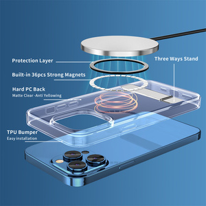 PC TPU Designer Charge Dur Magnétique Coffre-fort Téléphone Portable Cas Pour <span class=keywords><strong>iPhpne</strong></span> 14 <span class=keywords><strong>12</strong></span> 13 15 16 Pro Max Couverture Avec Support En Métal - Product Image 3