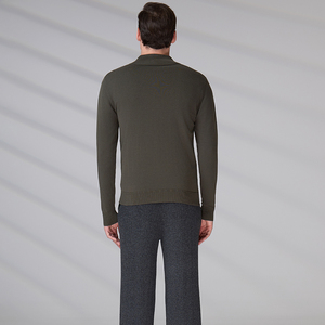 Fabricant de tricots sur mesure – Cardigan décontracté pour homme 100 % coton avec fermeture éclair, col montant, veste pull intégrale zippée pour hommes - Product Image 6