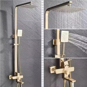 Ensemble de douche carré Bingtao en acier inoxydable 304, finition Dark Armor, robinet surpresseur pour salle de bain - Product Image 3