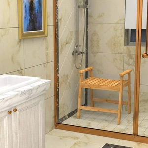 Waterproof bamboo <b>shower</b> <b>chair</b> with armrests, disposable <b>shower</b> <b>chair</b> seat for bathroom - Product Image 5