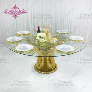 Table en acier inoxydable personnalisée de style moderne pour restaurant, hôtel, fête d'anniversaire, mariage, banquet, entrée en MDF - Product Image 1