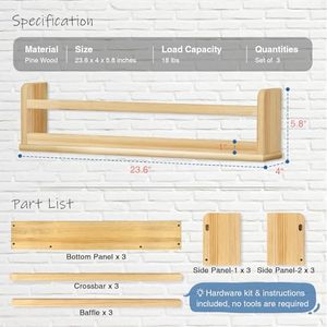 <span class=keywords><strong>Étagère</strong></span> <span class=keywords><strong>murale</strong></span> en bois naturel pour <span class=keywords><strong>chambre</strong></span> d'enfant, <span class=keywords><strong>étagère</strong></span>s flottantes en bois de 24 pouces pour <span class=keywords><strong>chambre</strong></span> de bébé garçon ou <span class=keywords><strong>fille</strong></span> - Product Image 3