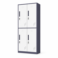 Casier de rangement métallique bicolore à 4 portes, en kit, en acier, avec serrure à clé, pour bureau, salle de sport, école, employés
