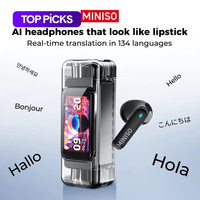 MINISO MS116 AI Translation 6.0 Headset TWS Nirkabel Layar LED Peredam Kebisingan Cerdas Stereo Semi-In-Ear