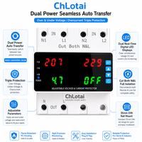 Interrupteur de transfert automatique double alimentation ChLotai 2P sur rail DIN ATS avec protection de tension et de courant réglables pour réseau solaire domestique