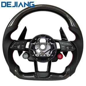 Volante Deportivo de Fibra de Carbono y Cuero de Alta Calidad con Base Plana para <span class=keywords><strong>Audi</strong></span> 2015 2016 S6 S7 A4 A5 A6 A7 Q3 Q5 A3 S3 S8 R8 - Product Image 1