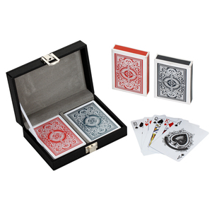 Set 0f 2 Custom Travel Plastic Playing Cards Poker Set With Wooden Box