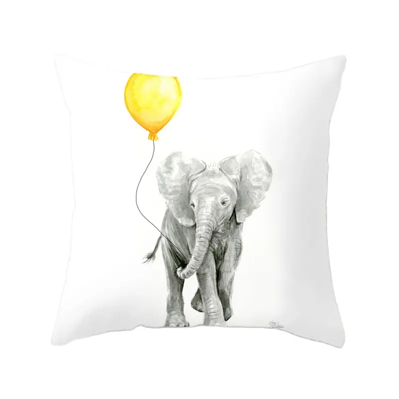 Sarung Bantal Gajah dan Balon Kuning Super Lucu, Dekorasi Kamar Tidur Tamu Rumah