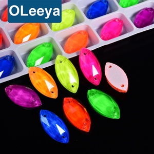 Oleeya Glowing <b>Neon</b> AB Colors Horse Eye Shape Colorful Crystal Sew on Rhinestones Flatback Glass Strass for Bikini <b>Dress</b> - Product Image 1
