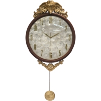 Horloge murale vintage américaine avec pendule, décor éléphant en laiton, cadran en nacre, cadre en bois massif, horloge silencieuse pour la décoration de la maison