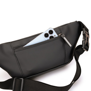 Men's Waist Bag Large Capacity Waterproof Chest Bag Crossbody Shoulder Bag Solid Color Coating <b>Material</b> Everyday Use - Product Image 1