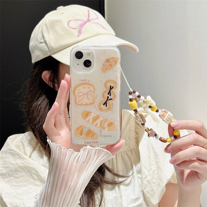 เคสโทรศัพท์ลายขนมปังปิ้งและครัวซองต์สไตล์เกาหลีแบบสองชั้นสำหรับ iPhone 17 Pro Max 16 15 14 13 - Product Image 2