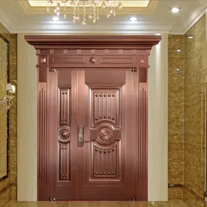 विला घर आउटडोर मुख्य प्रवेश द्वार लक्जरी तांबा दरवाजे डिजाइन कस्टम मेड बाहरी धातु पीतल दरवाजा