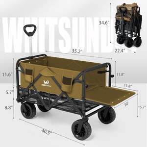Chariot pliable à deux étages Whitsunday, chariot tout-terrain robuste, pliable, à quatre roues, pour la plage, le camping, les sports - Product Image 5
