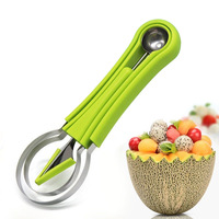 3-in-1 roestvrijstalen handmatige keuken fruitgereedschap set: meloenlepel, watermeloen snijmes, meloenbolletjeslepel