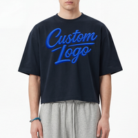 Camiseta Corta de Algodón de Alta Calidad con Logotipo Bordado en 3D, Impresión en Relieve, Letras Cosidas y Corte Cuadrado