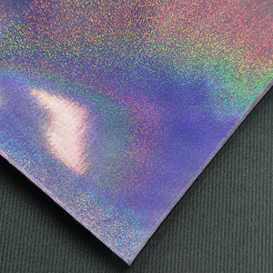 Tissu vinyle synthétique à paillettes irisées et réfléchissant au laser pour sacs textiles d'ameublement Arc-en-ciel météore Sparkle PU faux cuir - Product Image 4