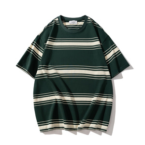 2024 fabricant de sérigraphie personnalisé rayé blanc 100% coton unisexe surdimensionné Streetwear poids lourd Hip Hop pour hommes <span class=keywords><strong>t</strong></span>-shirt - Product Image 4