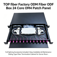 Panneau de brassage à fibre optique coulissant 1U pour montage en rack, OM4 LC Duplex 24 ports, pour câblage de centre de données