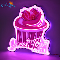 Enseigne lumineuse LED personnalisée, enseigne en acrylique rétroéclairée, signalétique murale, boutique de desserts, boulangerie, pâtisserie, présentoir