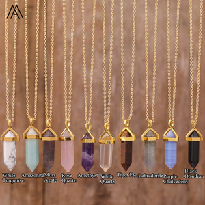 Colgante de punto de cristal pequeño, colgante de cuentas hexagonales dobles, collar de energía curativa, regalos de chakras - Product Image 2