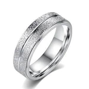 stainless steel upscale fashion double-layer frosted ring women's first jewelry wholesale