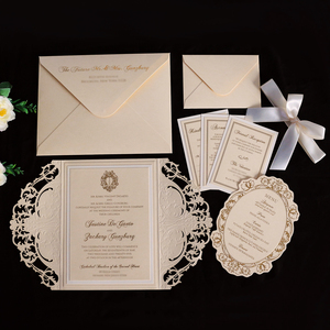 Laser sang trọng cắt giấy lời mời de Mariage <span class=keywords><strong>gatefold</strong></span> Thiệp mời đám cưới phong bì với menu thẻ - Product Image 6