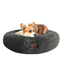 Lit rond de luxe pour animaux de compagnie de taille XL Coussin en velours doux avec canapé pour chien lavable en mousse à mémoire de forme pour chats et chiens Coussin en peluche durable