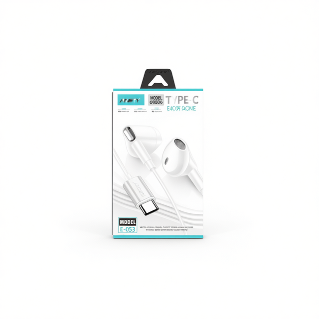 Ansty In-Ear Earphones Type-C Connector Plastic Material White E 053 Dynamic Driver Volume Control for Calls No Noise