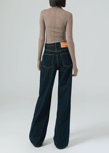 OEM OED yüksek Rise gevşek Baggy işlemeli koyu mavi Denim kot kadın rahat maymun erkek arkadaşı tarzı perçin düğmesi bel hiçbir solma - Product Image 4