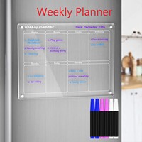 Échantillon Gratuit - Tableau Blanc Magnétique Acrylique Effaçable à Sec pour Réfrigérateur, Planificateur Mensuel et Hebdomadaire, Forme Rectangulaire Transparente, Idéal pour la Maison et la Cuisine