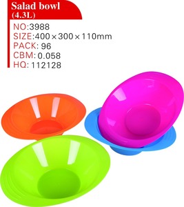 Mangkuk Salad Plastik Grosir Desain Terbaru Warna Solid Kapasitas Besar 3.4L - Product Image 5