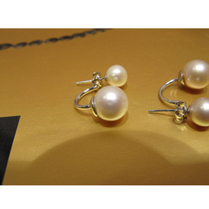Boucles d'oreilles A-Lian en perles d'eau douce 9-10 mm, qualité AAA, double perle, style coréen, crochet en argent 925 - Product Image 3