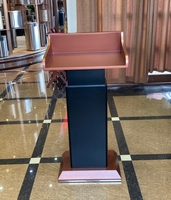 Diseño moderno Iglesia Rostrum Podio Púlpito Logotipo personalizado Escuela Hablar Escenario Durable MDF Material 612x480x1220mm Tamaño Comercial