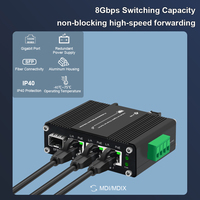 Mini Switch Industrial PoE+ Gigabit de 3 Puertos con Uplink SFP y Amplificador de Voltaje de 12-48VDC para Riel DIN
