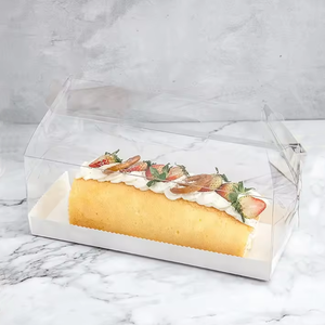 Transparent PET Clear Plastic Cake <strong>Box</strong> with Handle Portable <strong>Long</strong> for Swiss Packing <strong>Gift</strong> <strong>Box</strong> for Cupcakes Cake Rolls for Food - Product Image 6