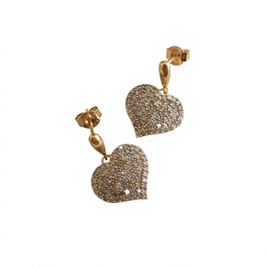 Pendientes colgantes con forma de corazón y diamantes redondos para mujer, 1,31 quilates, engaste de púas, uso diario, plata de ley 925, joyería de moda - Product Image 1