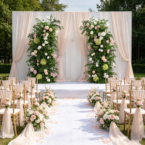 Arco Floreale DKB per Matrimoni, Decorazione per Sfondo a Tema Foresta Verde, Arco con Fiori Artificiali e Piante - Product Image 1