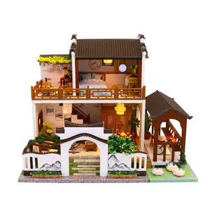 Hot Sale Mini Diy Kayu Miniatur Gaya Cina Mainan Rumah Boneka Diy