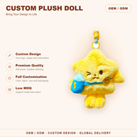 Porte-clés personnalisé en peluche étoile avec visage clignotant, pochette bleue, badge souriant, breloque de sac – Vente en gros